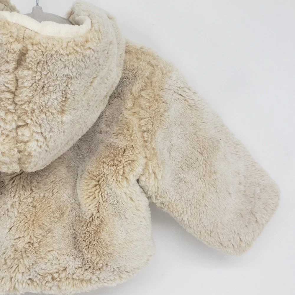 Tartine et Chocolat Faux Fur Hooded Jacket Kids 1 Year Beige Luxury Coat